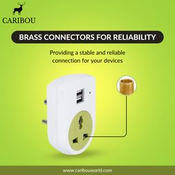CARIBOU CBU-07 Multiplug Travel Adapter for India with Dual USB Port| 6A Universal Socket | Travel Adapter with USB | Indian 3 Pin | 2.1A Output | Heavy Duty|Distinct Blue LED image 5