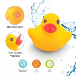 Storio Super Cute Duck Family Animals Swimming Water Toys Non-Toxic,BPA Free Colorful Soft Rubber Float Squeeze Sound Squeaky Bathing Toy for Baby Chu Chu Toy Set of 4 (1 Duck + 3 Ducklings) image 2