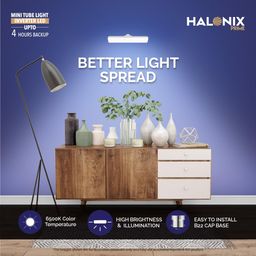 Halonix 10W Rechargeable Emergency B22D Led Light T Shape Bulb | Color-Cool Day White | Pack Of 1 | Inverter Led Bulb. image 4