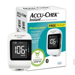 Accu-Chek Instant Blood Glucose Glucometer (with Bluetooth) with Vial of 10 Strips, 10 Lancets and a Lancing Device FREE for Accurate Blood Sugar Testing image 1