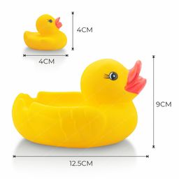 Storio Super Cute Duck Family Animals Swimming Water Toys Non-Toxic,BPA Free Colorful Soft Rubber Float Squeeze Sound Squeaky Bathing Toy for Baby Chu Chu Toy Set of 4 (1 Duck + 3 Ducklings) image 5