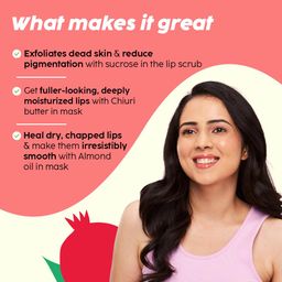 the plant fix plix PLIX - THE PLANT FIX Pomegranate Lip Care Combo, Exfoliating Scrub and Plumping Lip Mask For Dark, Dry & Chapped Lips | Cocoa Butter & Chiuri Butter, Vitamin C & E | (15 + 15) gms image 4