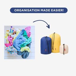 Adventure Worx Stuff Sacks (Pack of 3) | Polyester Multi-Purpose Drawstring Backpacks for Hiking, Travel & Gym | Available in Blue, Yellow and Cream image 3