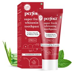 Perfora Super Fresh Toothpaste -100g, With Cooling Crystals | Helps Prevent Bad Breath | SLS Free Toothpaste For Adults | Enamel Safe Teeth Whitening Tooth paste | Formulated With ImerCare Perl White image 1