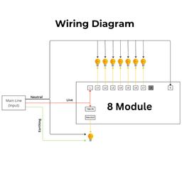 Dizihomes Touch 8 Port Modular WiFi Smart Switch Board, 7 Port 6A and 1 Port 16A (Black) image 3