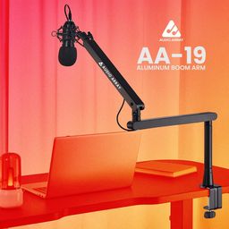 Audio Array AA-19 Microphone Arm Stand | 71cm reach | Premium Metal design with Built-In Cable Management | Flexible height and position adjustments | 2Kg Weight Capacity | 5/8" to 3/8" Screw Adapter image 2