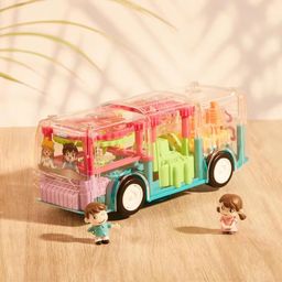 Storio Concept Transparent 3D Gear Simulation Bus Car | 360 Degree Rotation | Auto Turning Feature | Interactive Lights & Sounds Mechanical Bus Toys for Kids Boys & Girls image 2