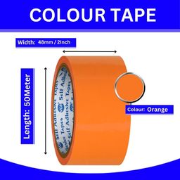 VCR Orange Color Tape - 50 Meters in Length - 48mm / 2" Width - 01 Roll Per Pack - BOPP Self Adhesive Tape for Arts and Craft use, Box Packing, Office and Home use image 4