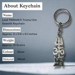 shiani Lord Tri Shakti Trishul Om Swastik Metal Keychain and Keyring (Silver) image 2