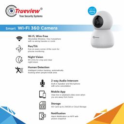 Trueview 3MP Smart CCTV Wi-fi Home Security Camera, 360° View, 2 Way Talk, Cloud Monitor, Detect, Supports SD Card Up to 256 GB, Night Vision, Alexa & Ok Google image 2