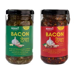 Nomad Food Project Combo of Bacon Thecha Green and Thecha Red | Each of 200gms image 1