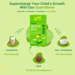 lumy MultiVitamin Gummies For Kids: Pre+Probiotic, DHA For Happy Gut, Bright Brains|30 Gummies|Plant Vit D3 & Lactoferrin|Vit A,B,C, Zinc For Immunity, Vision & Bone Health|Veg|Age 7-15 image 3