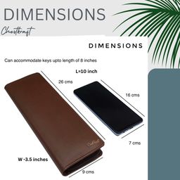 chestkraft PU Leather Long Key Case Pouch Wallet Keychain Key Holder with 6 Hooks Zipper Closure image 5