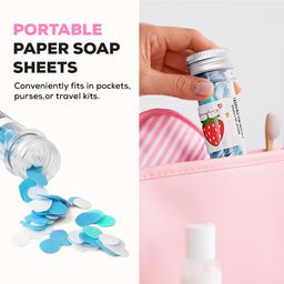 Multibrite Disposable Paper Soap Tube, Mixed Fragrance Paper Soap Sheets, Flower Design, Compact and Portable, Gentle on All Skin Types, Dissolves Easily, Hygienic and Travel-Friendly image 3