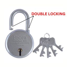 foora Round 50mm Lock with 5 Keys, Double Locking, 7 Lever Small Padlock – Ideal for Home, Gate, and Door Security image 2