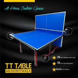 MUNDET WALA ‎Classic Action Wood Table Tennis Table w/Both Side Laminated & Wheels w/Lock (TT Table Net + 2 TT Table Racket & 2 Stiga Balls) (18 mm Top Thickness Action Model) image 2