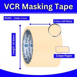 VCR Masking Tape - 20 Meters in Length 72mm / 3" Width - 1 Roll Per Pack - Easy Tear Tape, Best for Carpenter, Labelling, Painting and leaves no residue after a peel. image 4