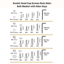 Generasis - SS304 | M3, M4, M5, M6 | Nut & Bolt Sets | 4 - Sizes | Stainless Steel Socket Head Cap Screws, Nuts, Washers & Allen Keys Assortment Kit – Storage Box for DIY, Home Use (Pack of 268) image 2