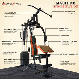 Zorex HGZ-1003 Other Home Gym Machine for Workout, Multiple Function Exercises with Removable Preacher curl Attachment gym equipment machine Multi Gym All in One Gym for Home Multigym set for home gym image 2