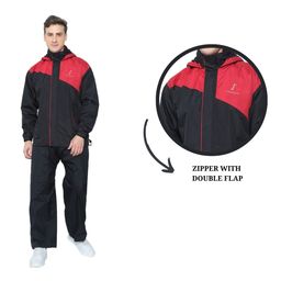 fabseasons Lightweight Waterproof Raincoat set of Top & Bottom for Men's, with hood & Reflector at back image 2