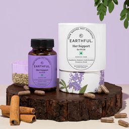 earthful PCOS Balance Capsules | 100% Plant Based | Hormonal Support with Shatavari & Cinnamon | Inositol, Chasteberry To Regulate Cycles, Fight Acne Naturally & Balance PCOS | 30 Capsules image 1
