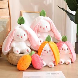 Storescent Reversible Carrot Bunny Plush Toy, Adorable & Versatile Stuffed Animal with Zipper - Soft Rabbit Toy, Pillow & Decorative Gift (Carrot Bunny 30CM) image 5