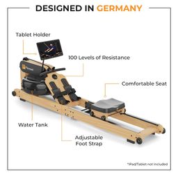Flexnest Flexrower Smart Imported Wood Bluetooth-Enabled Rower Rowing Machine, for Home Gym Workout with Classes from Trainers on Flexnest App (Black and Natural) (Flexrower Plus) image 2