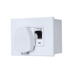 Anchor by Panasonic Polycarbonate Modular AC Box with 20Amps Single Pole MCB, enclosure and Heavy Duty ISI Plug Top (White) image 1