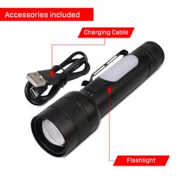 IBELL FL8375S Rechargeable Torch, Powerbank Function, Aircraft Aluminum Body, Telescopic Zoom, Water Resistant Flashlight with Multiple Light Modes (Black) image 5