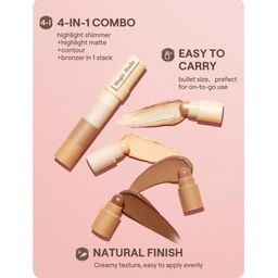 huda zone 4-in-1 Makeup Contour Concealer Stick: Combines Highlight Shimmer Highlight Matte,and Bronzer in one compact stick. image 2