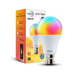 wipro 9-Watt B22 WiFi Smart LED Bulb with Music Sync (16 Million Colours + Warm White/Neutral White/White) (Compatible with Amazon Alexa and Google Assistant), Standard (NS9400)(Pack of 1) image 1