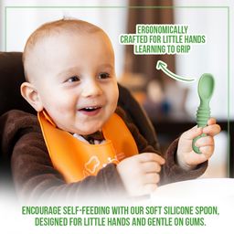 TONY STARK Weaning Spoon Set of 2, Baby Spoons Feeding, Silicone Spoon for Baby 6 to 12 Months, Gum Friendly, BPA Free, Soft & Durable Self-Feeding Spoons image 2