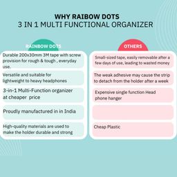 Rainbow Dots Wall Mount Headphone Stand with Key Hanger & Mobile Charging Dock image 4