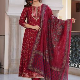 misbis Floral Printed Gotta Patti Kurta with Palazzo & Dupatta-image-51