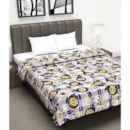 Divine Casa 100% Cotton 110 GSM Double Bed AC Dohar Floral Print - Yellow Violet-image-97