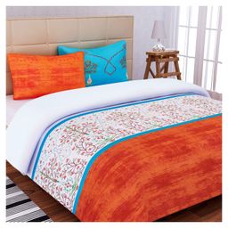 SEJ by Nisha Gupta Cotton California King Bedsheet With Pillow Cover - Orange-image-13