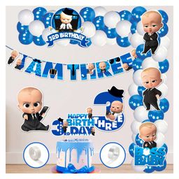 Zyozi 3rd Birthday Boss Baby Theme Balloon Arc decoration Boss Baby Theme Third Birthday for Boys Blue - Pack of 60-image-48
