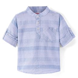 Babyhug Cotton Full Sleeves Mandarin Collared Striped Kurta Shirt - Blue-image-19