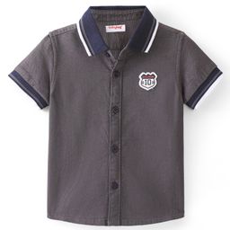 Babyhug 100% Cotton Knit Half Sleeve Shirt With Solid Colour - Grey-image-21