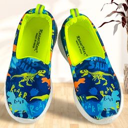 Kazarmax Dinosaur & Roar Text Printed Slip On Shoes - Green-image-72