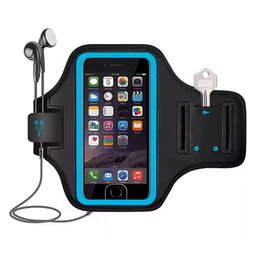 MOMISY ArmBand Arm band bag for Mobile for Cycling, Running, Jogging, Gym Exercise, Outdoor Sports Waterproof Compatible with iPhone & Other Phones, Size up to 7.0 inch (Blue)-26