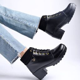 Shoetopia Solid Lace Up Boots - Black-image-51