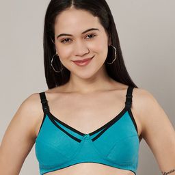 Mine4Nine Knit Solid Maternity Non Padded Bra With Nursing Access - Aqua Blue-image-54