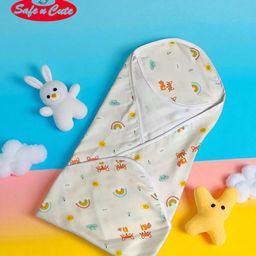 Safe n Cute 100%organic muslin cotton hooded swaddler/wrapper/sheet for newborn (0 to 6 months)-image-69