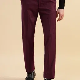 Givo Men Slim Fit Wrinkle Free Mid-Rise Formal Trousers-image-66