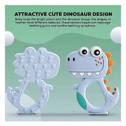 Enorme Silicone Dinosaur Shape Blue Teething Soft Teether and and Round Shape BPA Free Silicone Bell Teether Ring for Babies image 2