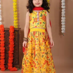Kinder Kids Girls Embellished Sequinned Ready to Wear Lehenga & Blouse With Dupatta-image-77