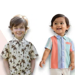 KIDGARB Multi Polycotton Cutaway Collar Printed Shirts-image-64