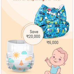 Babyhug Free Size Reusable Cloth Diaper with Smart Dry Insert Combo Robot Print- Teal Blue image 4