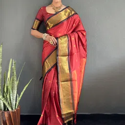 AQUILIQ Women Woven Design Art Silk Saree-54